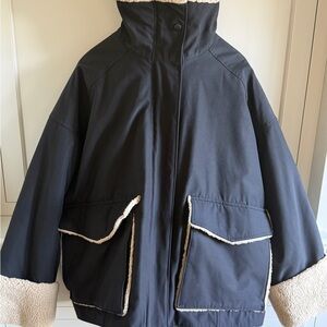 &Other Stories Shearling Lined Black Jacket